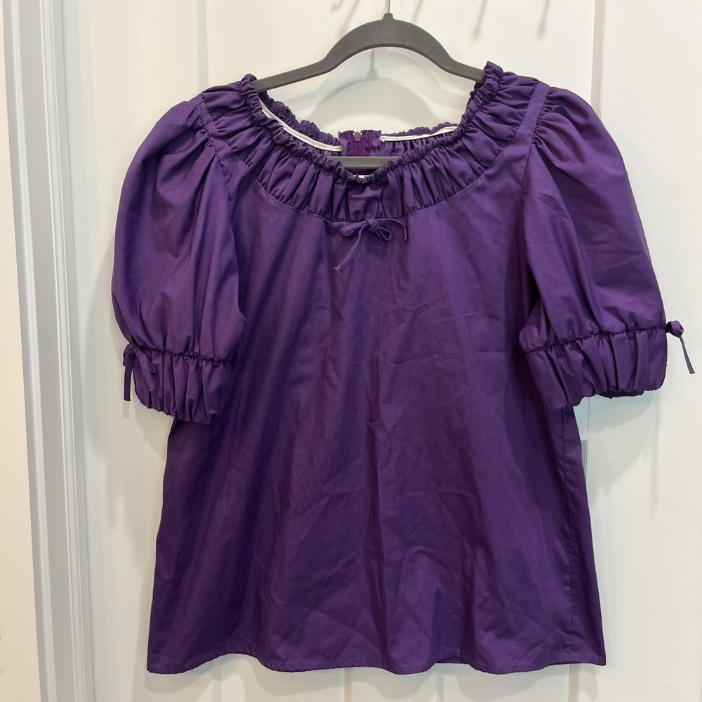 Partners Please Malco Modes Square Dancing Blouse Shirt Top Sz Large Purple VTG